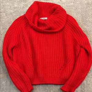Moon & Madison Women's M Bright Red Knit Cowlneck Sweater